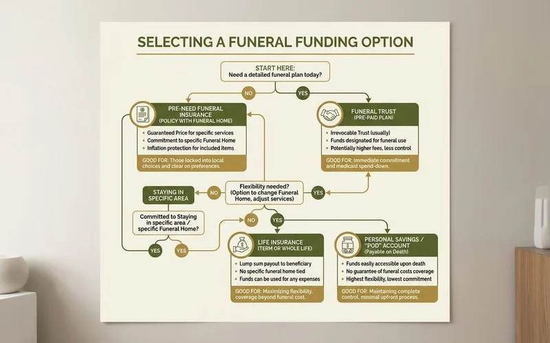 Decision flowchart matching family situation to the right funding option