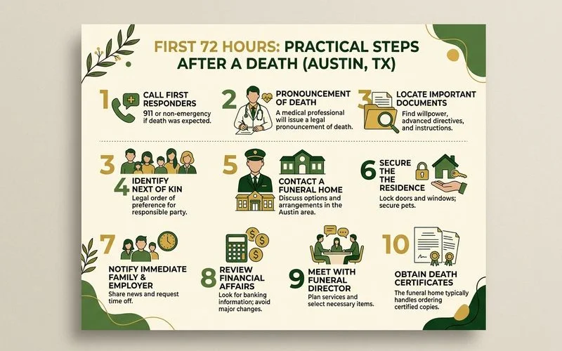 First-72-hours checklist for Austin families: practical steps after a death