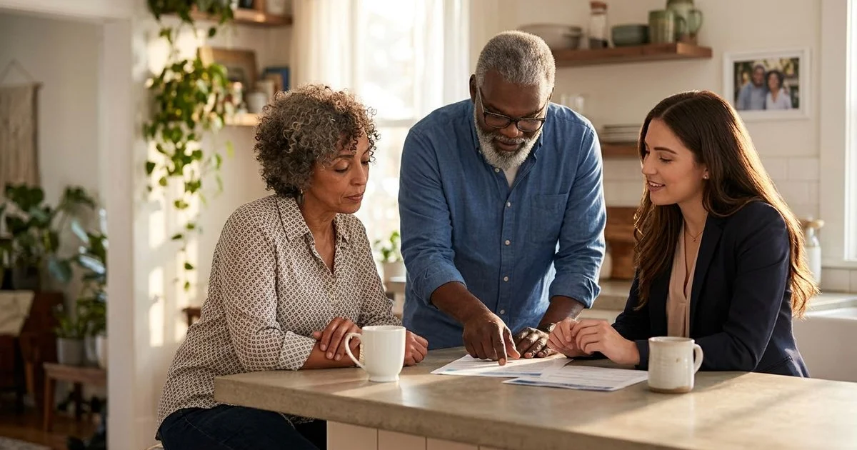 Senior couple thoughtfully discussing whether final expense insurance fits their situation