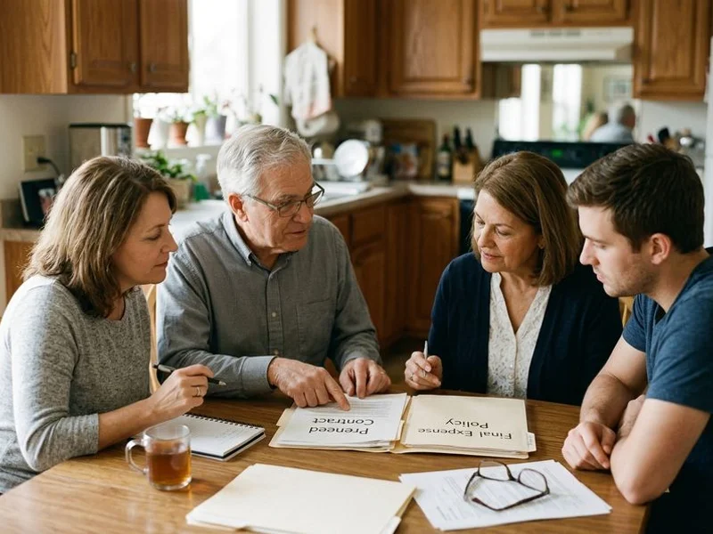 Family comparing a preneed funeral contract with a final expense policy