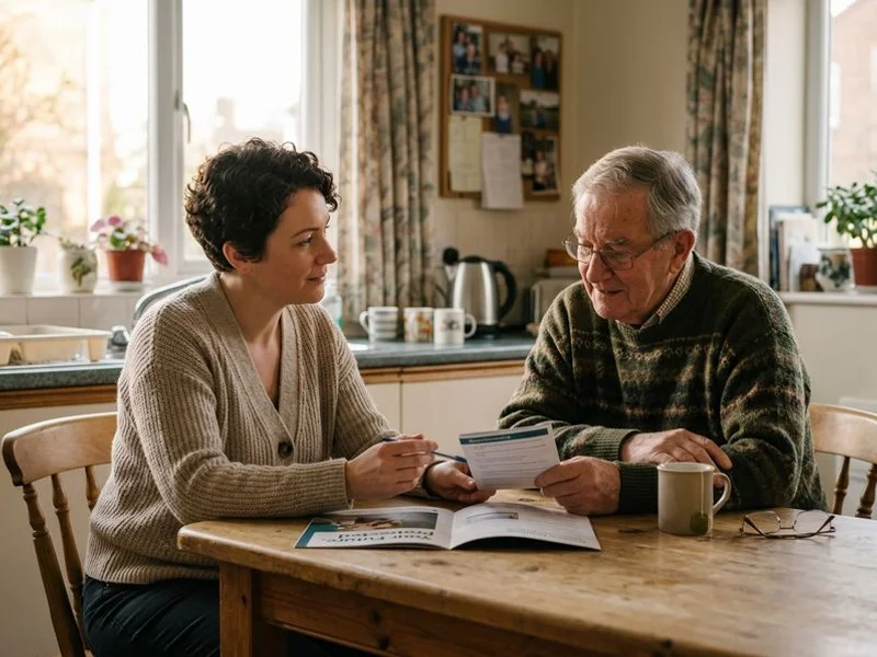 Advisor reviewing the simple health questions on the application with a senior client