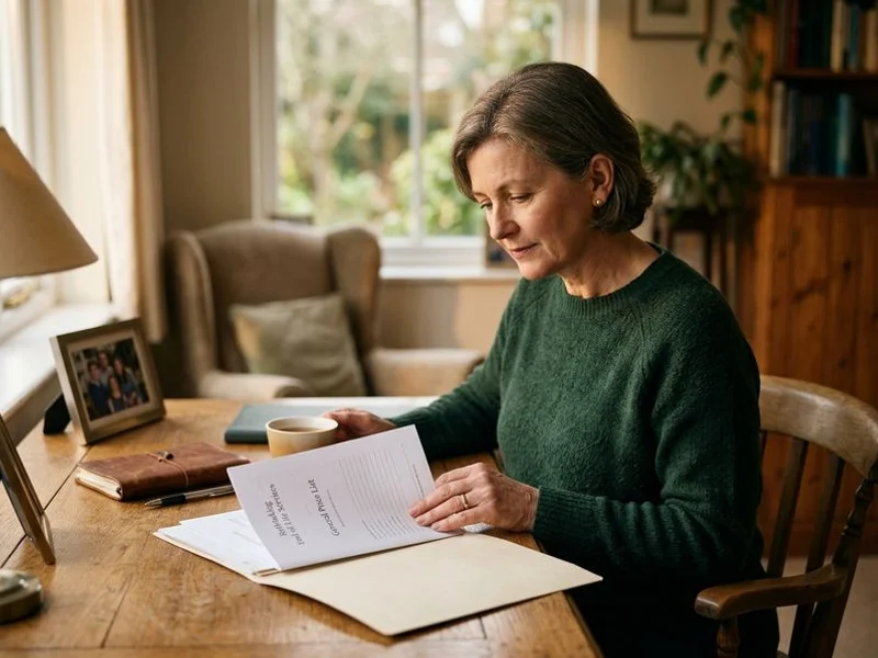 Advisor reviewing a funeral home General Price List on behalf of a family